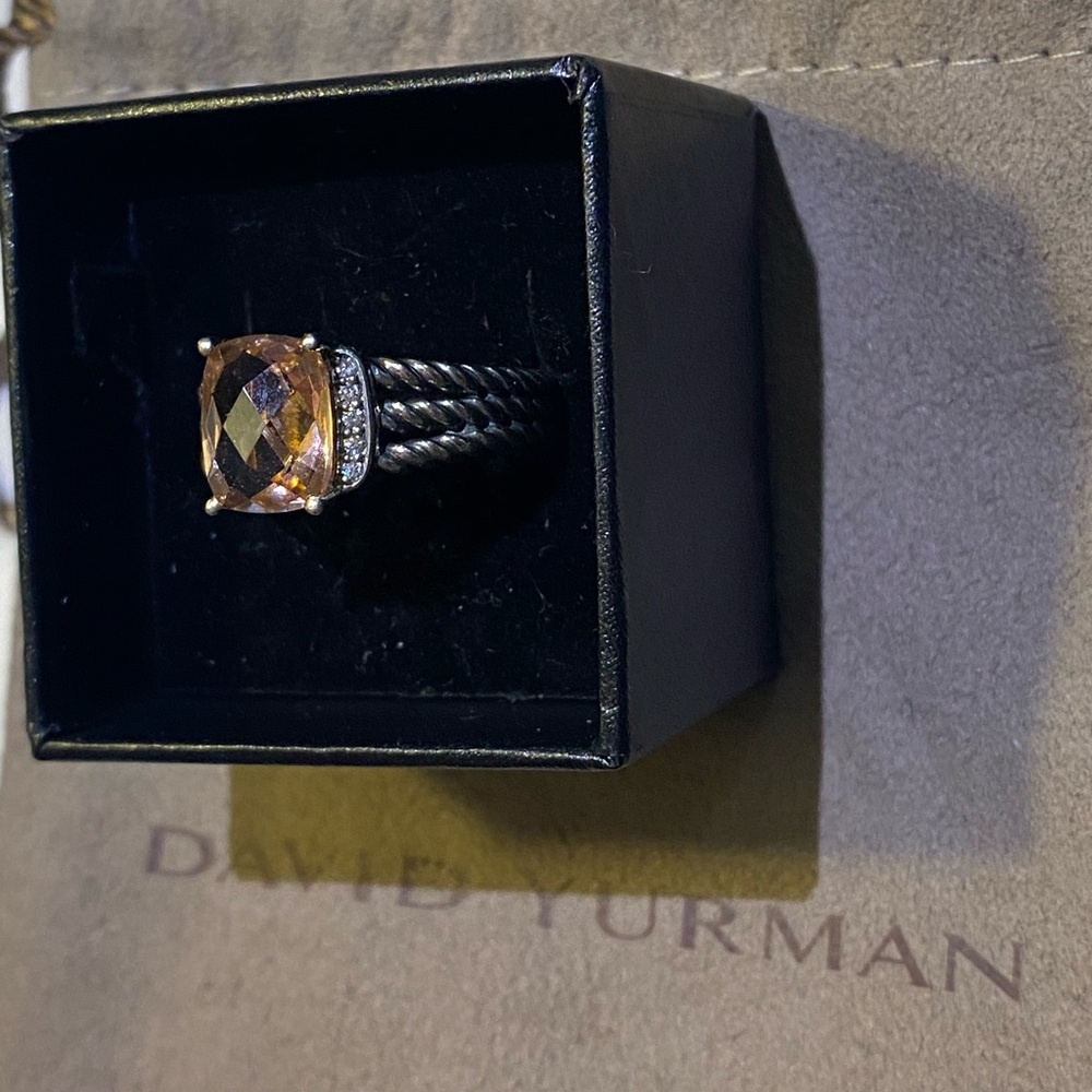 David Yurman Petite Wheaton Ring, Morganite with Diamonds - Picture 5 of 11